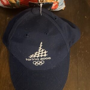 Asics Torino Olympic Baseball Cap Hat 2006 Navy Blue Adjustable NEW